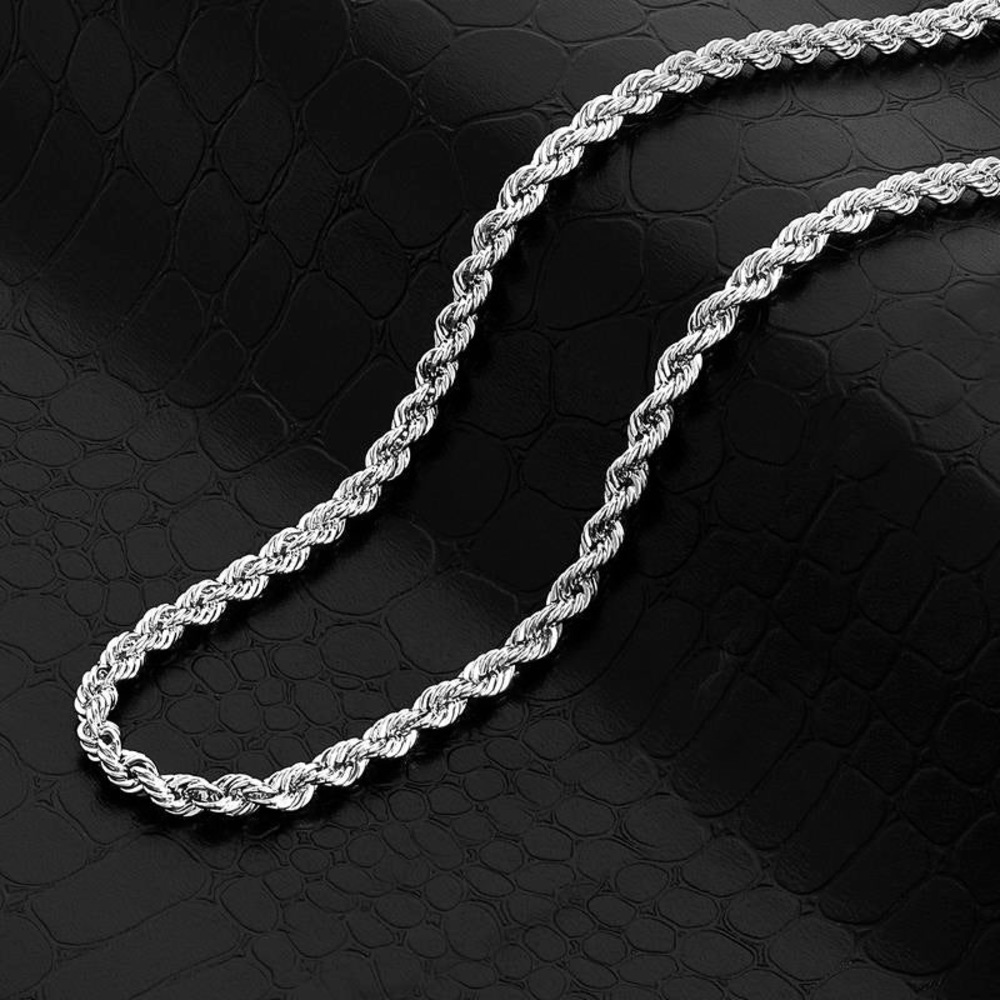 New S925 Sterling Silver Hallmarked Solid Silver 4mm Twisted Rope Chain Bracelet - Picture 10 of 14